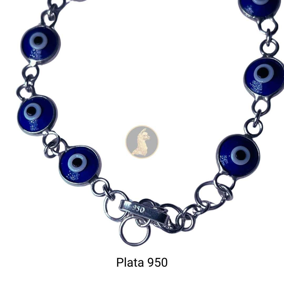 Fina Pulsera Plata 950 de Ojo turco